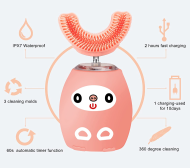 Dětský vibrační elektrický zubní kartáček - růžový