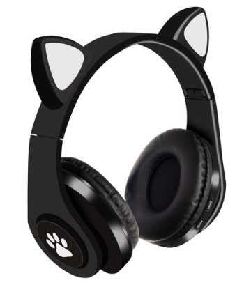 Bezdrátová sluchátka s kočičíma ušima - B39M, černá